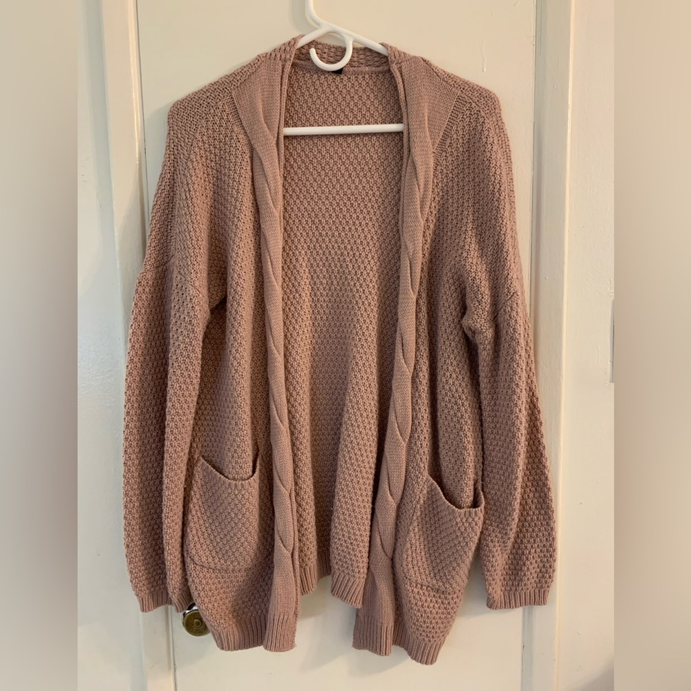 Dusty, pink, long cardigan size medium - Picture 3 of 4